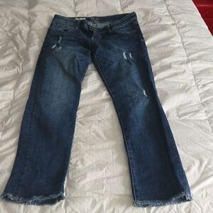 Kut from the Kloth Distressed Straight Leg Jeans - Dark Blue